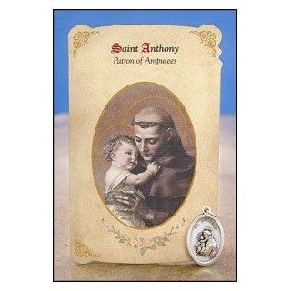 Saint Anthony Patron of Amputees Lost Items Holy Prayer Card and Pendant Medal: Jewelry