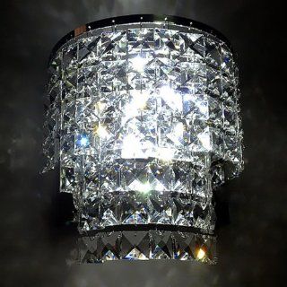 Modern Clear Crystal Hanging Bedroom wall light Office hallway corridor wall sconces Polished chrome base Balcony Wall Lamps  
