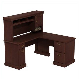 Bush Business Furniture Syndicate L Desk with Hutch Storage, 60 by 60 Inch, Harvest Cherry   Office Desks