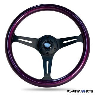 NRG Steering Wheel   330mm (12.99 inches)   Purple Colored Wood   Black Spokes   Part # ST 015BK PP: Automotive