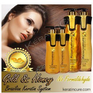 Keratin Brazilian Hair GOLD & HONEY BIO BRAZILIAN COMPLETE KIT Keratin Cure 460 ML & 960 ML : Hair Care Product Sets : Beauty