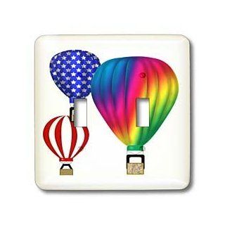 3dRose lsp_27422_2 Graphic Design Hot Air Balloons with Transparent Background Double Toggle Switch   Switch Plates  