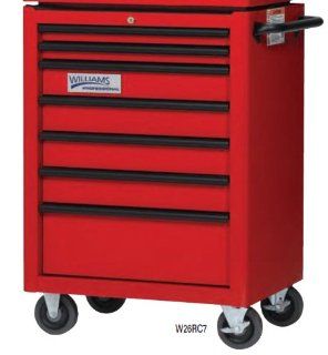 Williams W26RC7 26 Inch 7 Drawer Roll Cabinet, Red   Tool Cabinets  