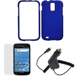 Blue Snap on Rubberized Hard Cover Case + Car Charger for T Mobile Samsung Hercules SGH T989: Cell Phones & Accessories
