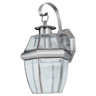 Sea Gull Lighting 8067 965 Single Light Outdoor Lancaster Wall Lantern, Clear Beveled Glass and Antique Brushed Nickel   Wall Porch Lights  