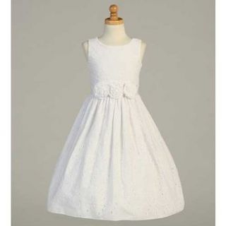 Lito White Embroidered Rose Tea Length First Communion Dress Girls 10: Special Occasion Dresses: Clothing