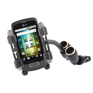 Cigarette Lighter Mount For LG Optimus 2XP990, GM360 Black & GS290 Cookie, With Two 12V Ports: Cell Phones & Accessories