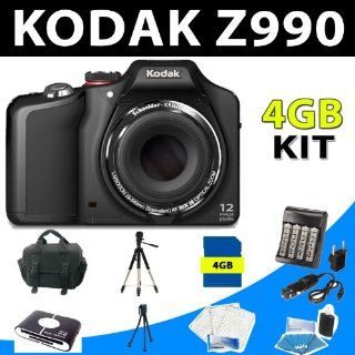 Kodak Easyshare Max Z990 12mp Digital Camera (Black) + 4gb Complete Accessory Kit : Digital Slr Camera Bundles : Camera & Photo