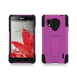 Hot Pink Hard Soft Gel Dual Layer Stand Cover Case for LG Optimus G LS970: Cell Phones & Accessories