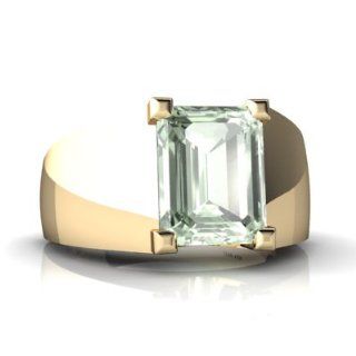Genuine Green Amethyst 14kt Yellow Gold mens Ring Jewelry