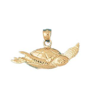 14K Gold Charm Pendant 2.4 Grams Nautical> Turtles973 Necklace: Jewelry