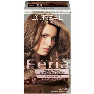 L'Oreal Paris Feria Hair Color, 60 Light Brown/Crystal Brown : Chemical Hair Dyes : Beauty