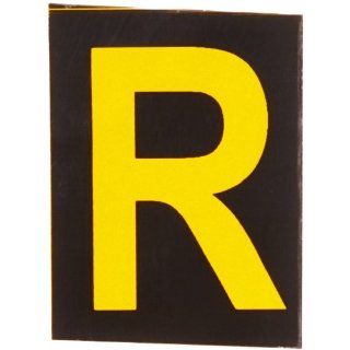 Brady 5890 R Bradylite 1 7/8" Height, 1 3/8 Width, B 997 Engineering Grade Bradylite Reflective Sheeting, Yellow On Black Reflective Letter, Legend "R" (Pack Of 25) Industrial Warning Signs