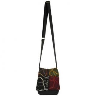 Earth Divas CFB 001 Cotton Young and Fun Design Little Passport Women's Handbag with Adjustable Strap, Black: Clothing