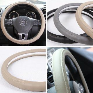 Circle Cool 58007 Beige Leather Steering Wheel Cover 14.25" to 15" Medium Size: Everything Else