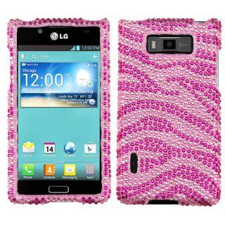 MYBAT Zebra Skin (Pink/Hot Pink) Diamante Protector Cover for LG US730 (Splendor): Cell Phones & Accessories