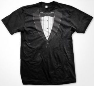 Formal Black Tie Tuxedo Mens T shirt, Funny Trendy Gag Fake Tux Bow Tie Mens Shirt: Clothing