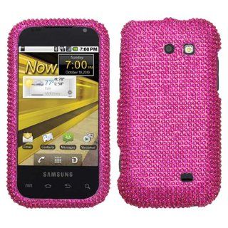 Hard Plastic Snap on Cover Fits Samsung M920 Transform Hot Pink Full Diamond/Rhinestone Sprint: Cell Phones & Accessories