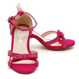 Link Fuchsia Toddler Girls 9 Rhinestone Bow Heel Dress Pageant Shoes: Forever Link: Shoes