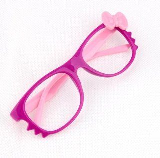 FancyG Cute Bow Tie Cat Eyes Nerd Glass Frame for Kids Girl Purple Pink NO LENS : Children S Glasses : Everything Else