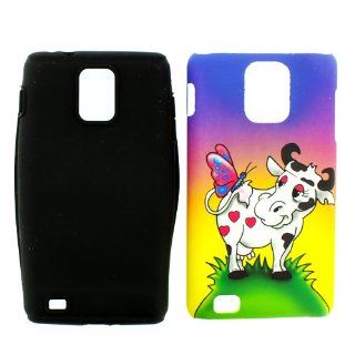 Samsung i997 i 997 Infuse 4G 4 G Purple Yellow Green with White Happy Cow Pink Butterfly Love Hearts Grass Design Dual Combo Layer Hybrid 2 in 1 Snap On Hard Protective Cover and Black Silicone Case Cell Phone: Cell Phones & Accessories