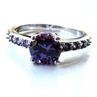 Christine Ring Engagement Cocktail Purple AAA Quality Cubic Zirconia Platinum Plated Ginger Lyne Collection: Vintage Rings: Jewelry