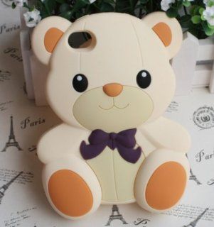 3D Cute Teddy Bear Soft Rubber Back Case Cover Skin For Apple iphone 4 4g 4s 4th: Cell Phones & Accessories