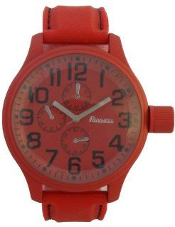 RayNell Color Domination Chronograph style LOOK Large Case Red Dial Unisex watch With Red Silicon Rubber Band: Everything Else