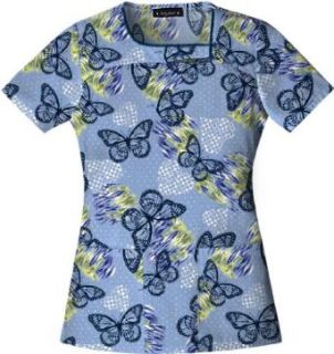 Baby Phat 26850 Rococo Agogo Women's Asymmetrical Neck Scrub Top Wings Of Love Large: Medical Scrubs Shirts: Clothing