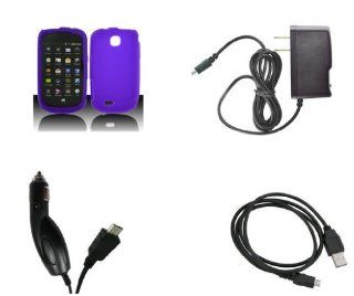 Samsung Dart (T Mobile) Premium Combo Pack   Purple Silicone Soft Skin Case Cover + FREE Atom LED Keychain Light + Wall Charger + Car Charger + USB Cable Cell Phones & Accessories