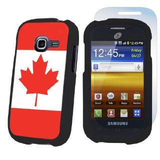 Samsung Galaxy Centura S738C Black Protection Case + Screen Protector By SkinGuardz  Canadian Flag: Cell Phones & Accessories