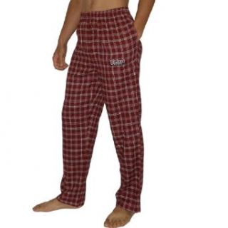 NCAA Massachusetts Minutemen Mens Plaid Sleepwear / Pajama Pants Medium Dark Red: Clothing