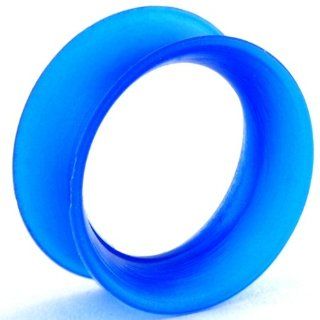 One Silicone Double Flared Skin Eyelet 1", Wearable Length 5/16" Cobalt Pearl (SOLD INDIVIDUALLY. ORDER TWO FOR A PAIR.) Body Piercing Tunnels Jewelry