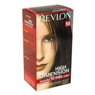 Revlon High Dimension 10 Minute Permanent Haircolor, Medium Golden Brown 58, 1 Application : Chemical Hair Dyes : Beauty