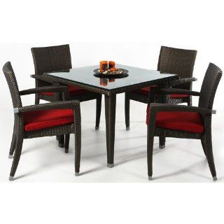 RATTAN WICKER FURNITURE outdoor deep seating Patio Table Sets Dining Set /w RED CUSHION : Outdoor And Patio Furniture Sets : Patio, Lawn & Garden
