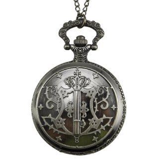 Easyfashion Retro Men's Case White Dial Arabic Numbers Pocket Watch Pendant Chain Antique silver Necklace: Pocket Watch For Men: Jewelry