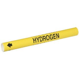 Brady 4086 A Brady Snap On Pipe Marker, B 915, Black On Yellow Coiled Printed Plastic Sheet, Legend "Hydrogen": Industrial Pipe Markers: Industrial & Scientific
