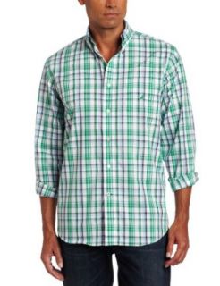 Nautica Men's Poplin Long Sleeve Plaid Woven Shirt, Parrot Green, Medium at  Mens Clothing store