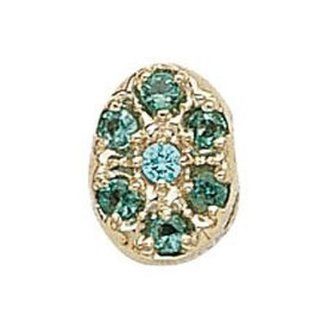 14 Karat Gold Emerald Slide GS032 E: Charms: Jewelry