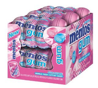 Mentos Gum Bubble Fresh Cotton Candy in Big Bottle Curvy, 45 Piece : Chewing Gum : Grocery & Gourmet Food