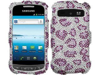 Silver Leopard Cheetah Purple Bling Rhinestone Diamond Crystal Faceplate Hard Skin Case Cover for Samsung Admire SCH R720 w/ Free Pouch: Cell Phones & Accessories