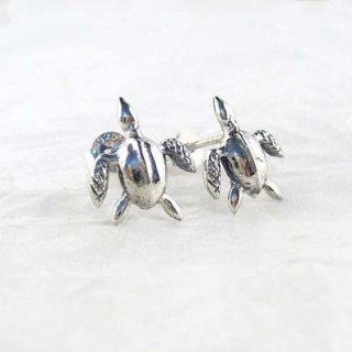 Sterling Silver Sea Turtle Post Earrings: Jewelry