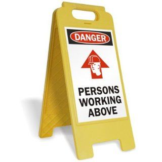 SmartSign Folding Floor Sign, Legend "Persons Working Above" with Up Arrow, 25" high x 12" wide, Black/Red on White: Industrial & Scientific