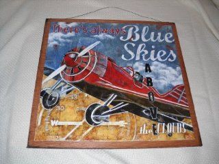Theres Always Blue Skies Above the Clouds Airplane Wooden Wall Art Sign   Childrens Room Signs