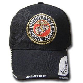 UNITED STATES MARINE CORPS SEAL BLACK CAP HAT ADJ NEW : Sports Fan Baseball Caps : Sports & Outdoors