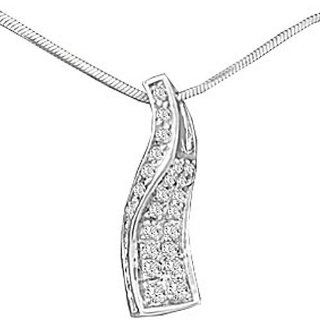 Pendant with CZ, in a Rhodium Finish: Pendant Necklaces: Jewelry