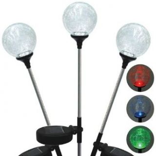Garden Globes 3 Piece Solar LED Stake Light Set (Clear/Black) (30" Tall): Home Improvement