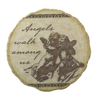 Grasslands Road Villa "Angels Walk Among Us" Cherub Pair Stepping Stone Plaque with Metal Stand (Discontinued by Manufacturer) : Outdoor Decorative Stones : Patio, Lawn & Garden