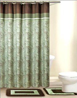 Vista Paisley Fabric Shower Curtain Available In 3 Colors (Green)  