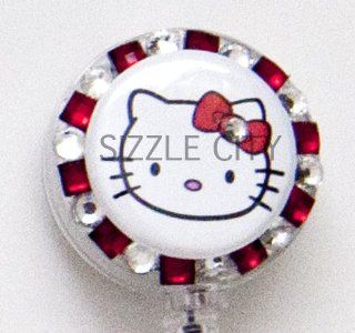 Solo Face Hello Kitty (RED) Rhinestone Badge Reel/ ID Badge Holder for Nurses, Teachers and anyone with an ID Badge to display : Identification Badges : Office Products